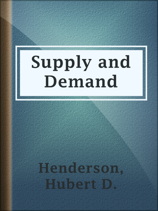 Title details for Supply and Demand by Hubert D. Henderson - Wait list